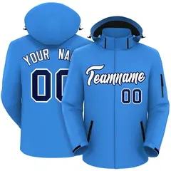 Powder Blue White-Navy Classic Style Waterproof Jacket
