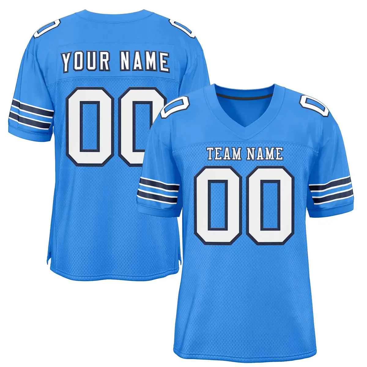 Powder Blue White-Navy Football Jersey