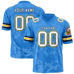 Powder Blue White-Navy Graffiti Line Football Jersey 1