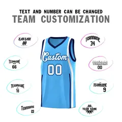 Powder Blue White-Navy Ribbon Pattern Basketball Kits 4