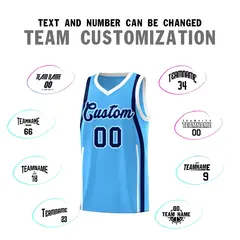 Powder Blue White-Navy Ribbon Pattern Basketball Kits 4