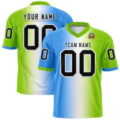 Powder Blue White-Neon Green Gradient Football Jersey 1