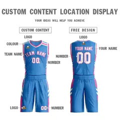 Powder Blue White Pink Classic Mesh Basketball Jersey Sets 3