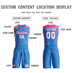 Powder Blue White-Pink Classic Mesh Basketball Jersey Sets 3