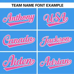 Powder Blue White-Pink Color Block Two-Button Softball Jersey 3
