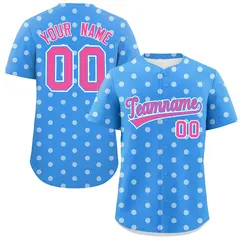 Powder Blue White Polka Dot Graffiti Baseball Jersey