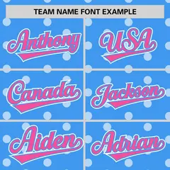 Powder Blue White Polka Dot Graffiti Baseball Jersey 3