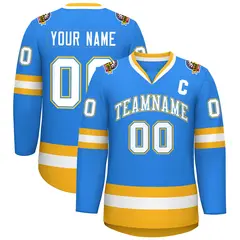 Powder Blue White Powder Blue-Gold Hockey Jersey