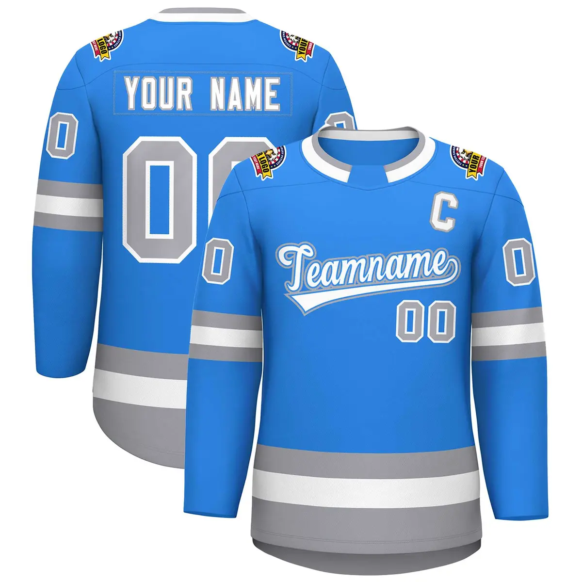 Powder Blue White Powder Blue-Gray Classic Hockey Jersey