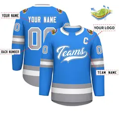 Powder Blue White Powder Blue-Gray Classic Hockey Jersey 2