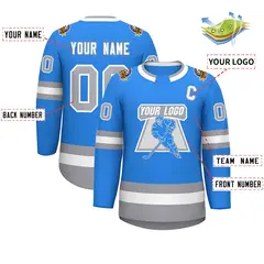 Powder Blue White Powder Blue-Gray Classic Hockey Jersey 2