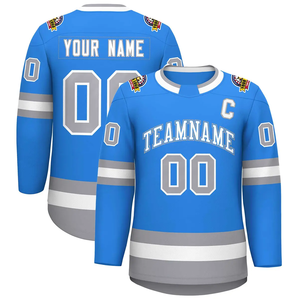 Powder Blue White Powder Blue-Gray Classic Hockey Jersey