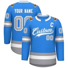 Powder Blue White Powder Blue-Gray Classic Hockey Jersey