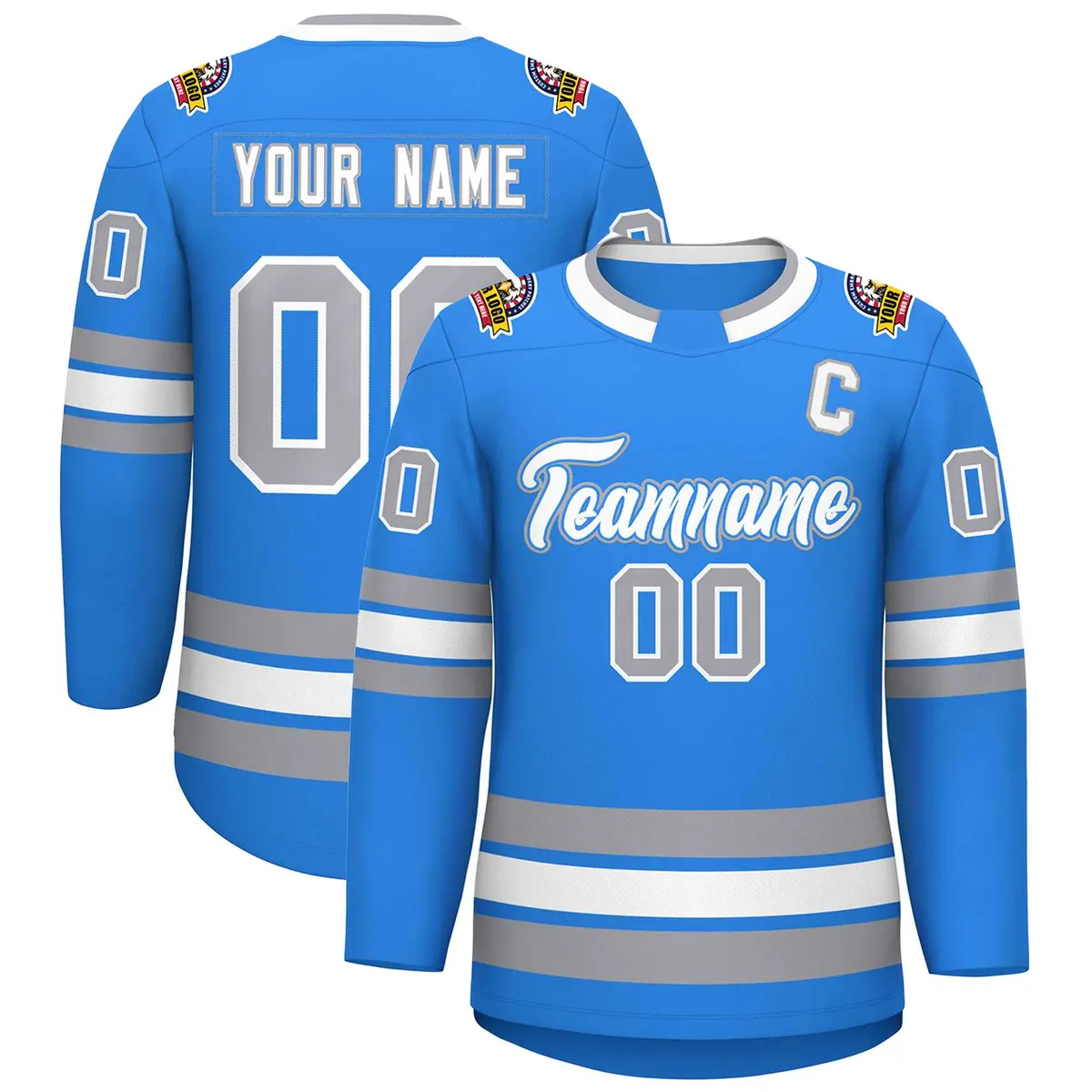 Powder Blue White Powder Blue-Gray Classic Hockey Jersey