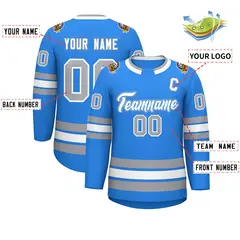 Powder Blue White Powder Blue-Gray Classic Hockey Jersey 2
