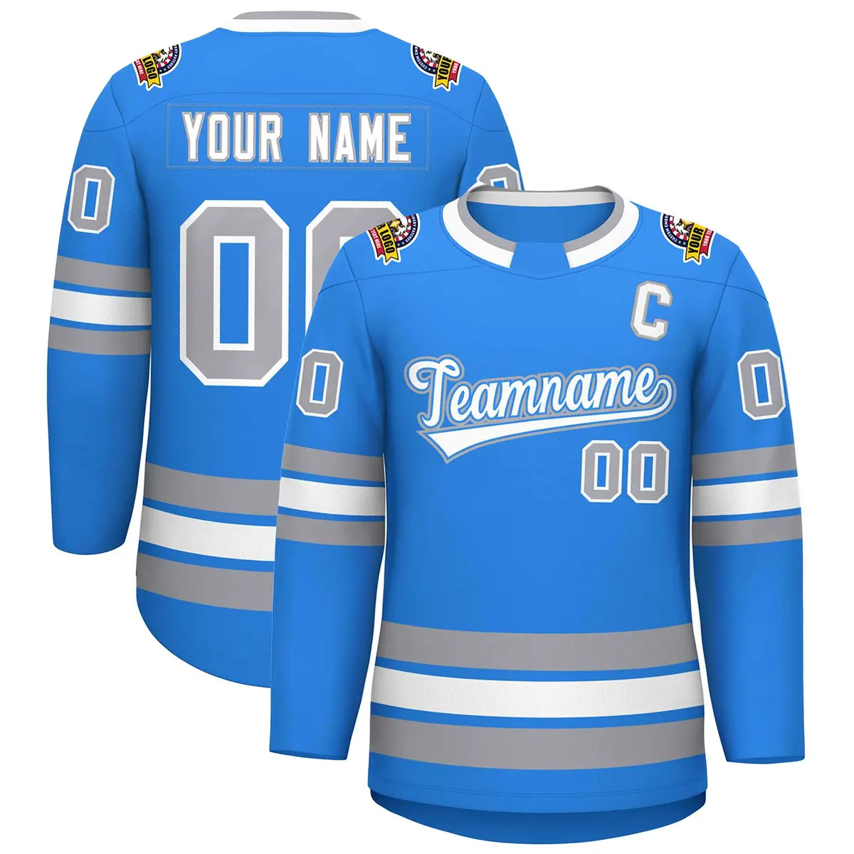 Powder Blue White Powder Blue-Gray Classic Hockey Jersey