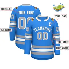 Powder Blue White Powder Blue-Gray Classic Hockey Jersey 2