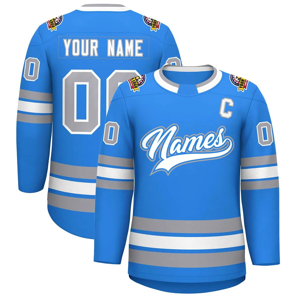 Powder Blue White Powder Blue-Gray Classic Hockey Jersey