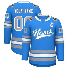 Powder Blue White Powder Blue-Gray Classic Hockey Jersey