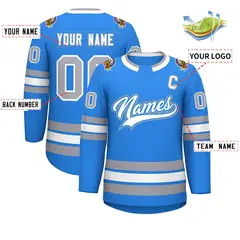 Powder Blue White Powder Blue-Gray Classic Hockey Jersey 2