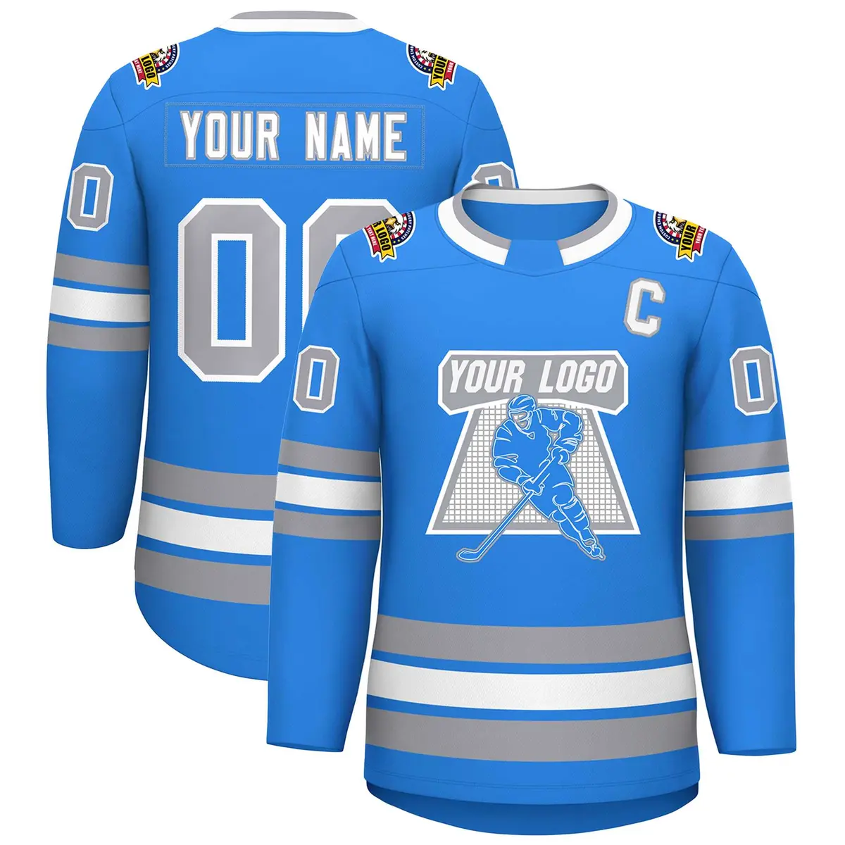 Powder Blue White Powder Blue-Gray Classic Hockey Jersey