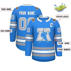 Powder Blue White Powder Blue-Gray Classic Hockey Jersey 2