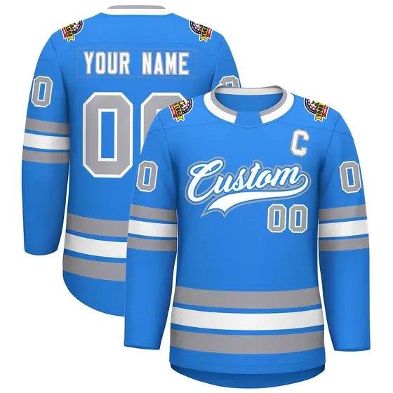 Powder Blue White Powder Blue-Gray Classic Hockey Jersey
