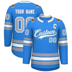 Powder Blue White Powder Blue-Gray Classic Hockey Jersey