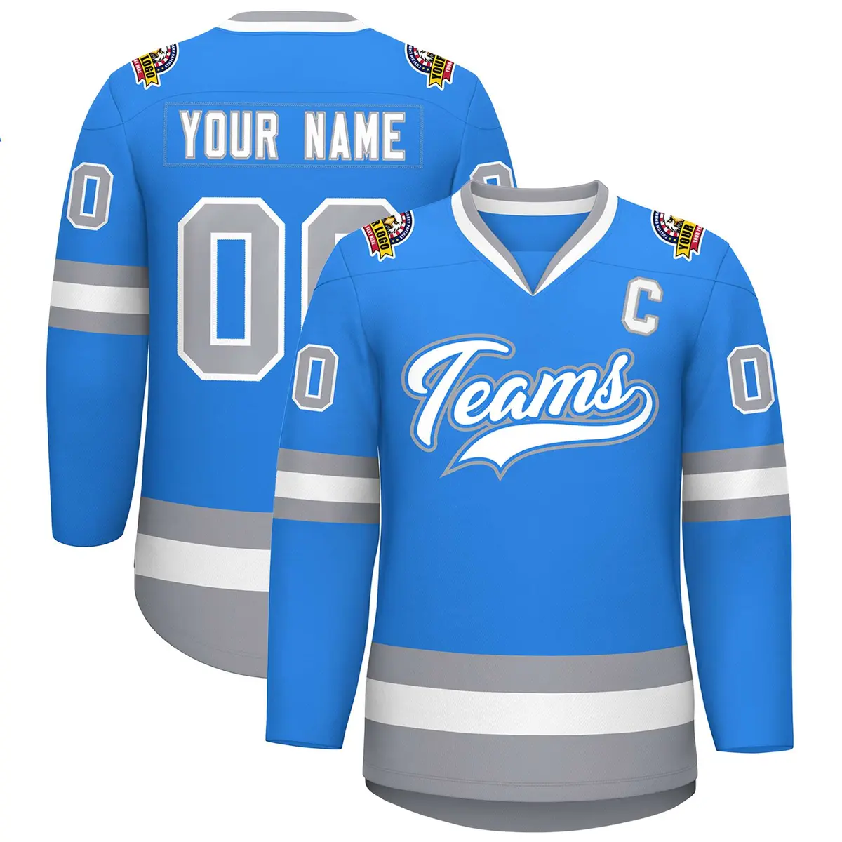 Powder Blue White Powder Blue-Gray Classic Hockey Jersey