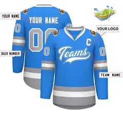 Powder Blue White Powder Blue-Gray Classic Hockey Jersey 2