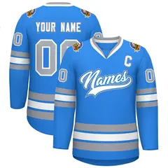 Powder Blue White Powder Blue-Gray Classic Hockey Jersey