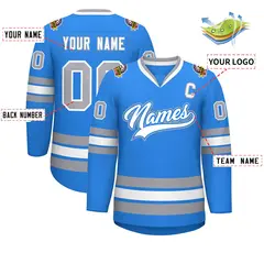 Powder Blue White Powder Blue-Gray Classic Hockey Jersey 2