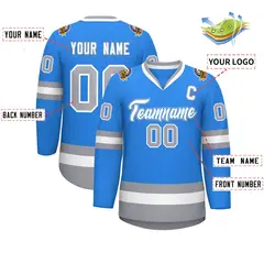 Powder Blue White Powder Blue-Gray Classic Hockey Jersey 2