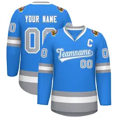 Powder Blue White Powder Blue-Gray Classic Hockey Jersey