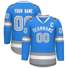 Powder Blue White Powder Blue-Gray Classic Hockey Jersey