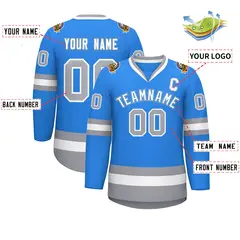 Powder Blue White Powder Blue-Gray Classic Hockey Jersey 2