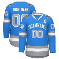 Powder Blue White Powder Blue-Gray Classic Hockey Jersey