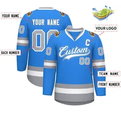 Powder Blue White Powder Blue-Gray Classic Hockey Jersey 2