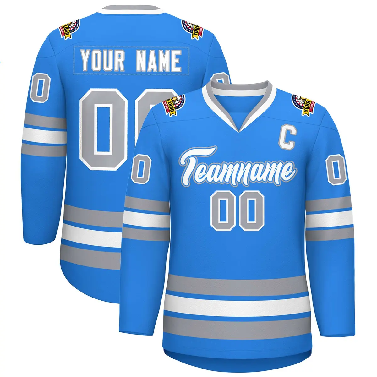 Powder Blue White Powder Blue-Gray Classic Hockey Jersey