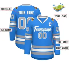 Powder Blue White Powder Blue-Gray Classic Hockey Jersey 2