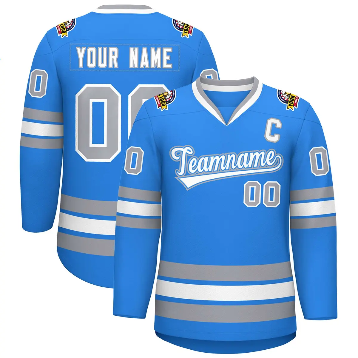 Powder Blue White Powder Blue-Gray Classic Hockey Jersey
