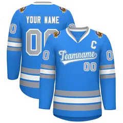 Powder Blue White Powder Blue-Gray Classic Hockey Jersey