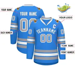 Powder Blue White Powder Blue-Gray Classic Hockey Jersey 2