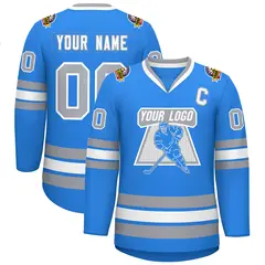 Powder Blue White Powder Blue-Gray Classic Hockey Jersey