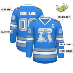 Powder Blue White Powder Blue-Gray Classic Hockey Jersey 2
