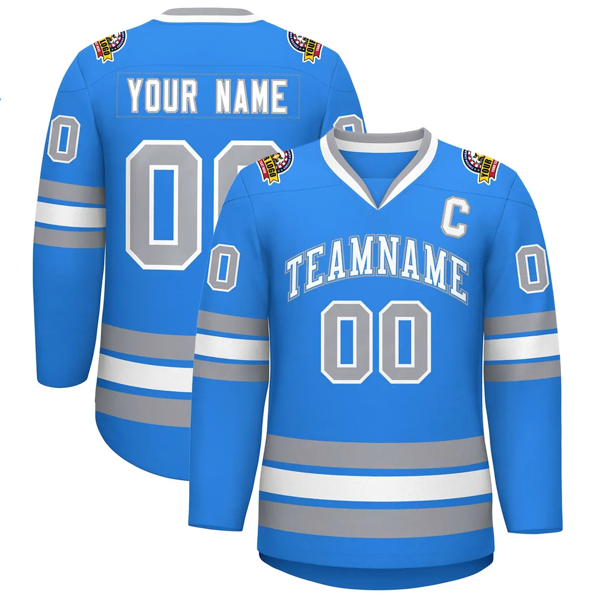 Powder Blue White Powder Blue-Gray Classic Hockey Jersey