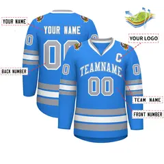 Powder Blue White Powder Blue-Gray Classic Hockey Jersey 2