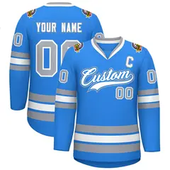 Powder Blue White Powder Blue-Gray Classic Hockey Jersey