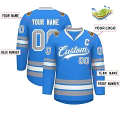 Powder Blue White Powder Blue-Gray Classic Hockey Jersey 2