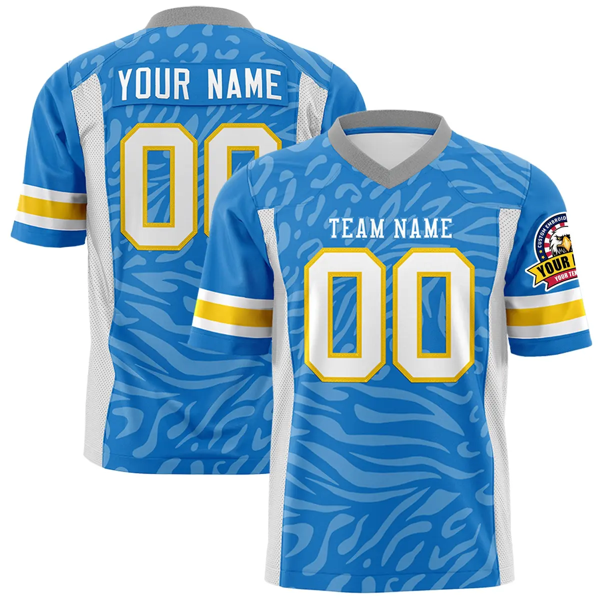 Powder Blue White-Powder Blue Zebra Stripes Football Jersey